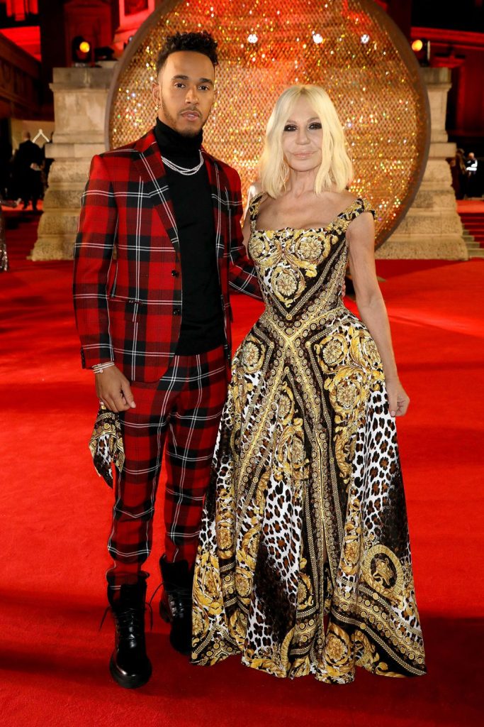 Lewis Hamilton and Donatella Versace