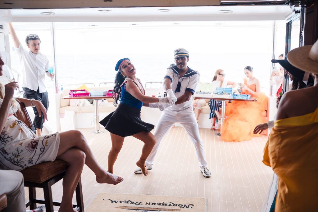dance duo on Northern dream yacht for Ocean blue World experience 