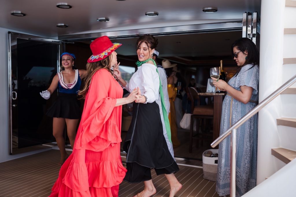 Sonia Falcone Vanessa Fukunaga dancing on northern dream yacht