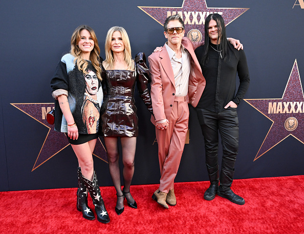 Sosie Bacon, Kyra Sedgwick, Kevin Bacon and Travis Bacon at the premiere of "MaXXXine" 