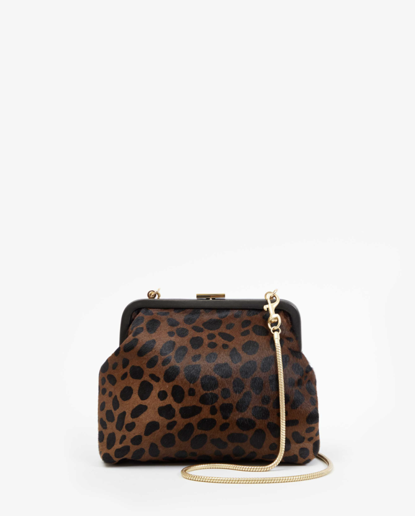 Clare V. leopard clutch