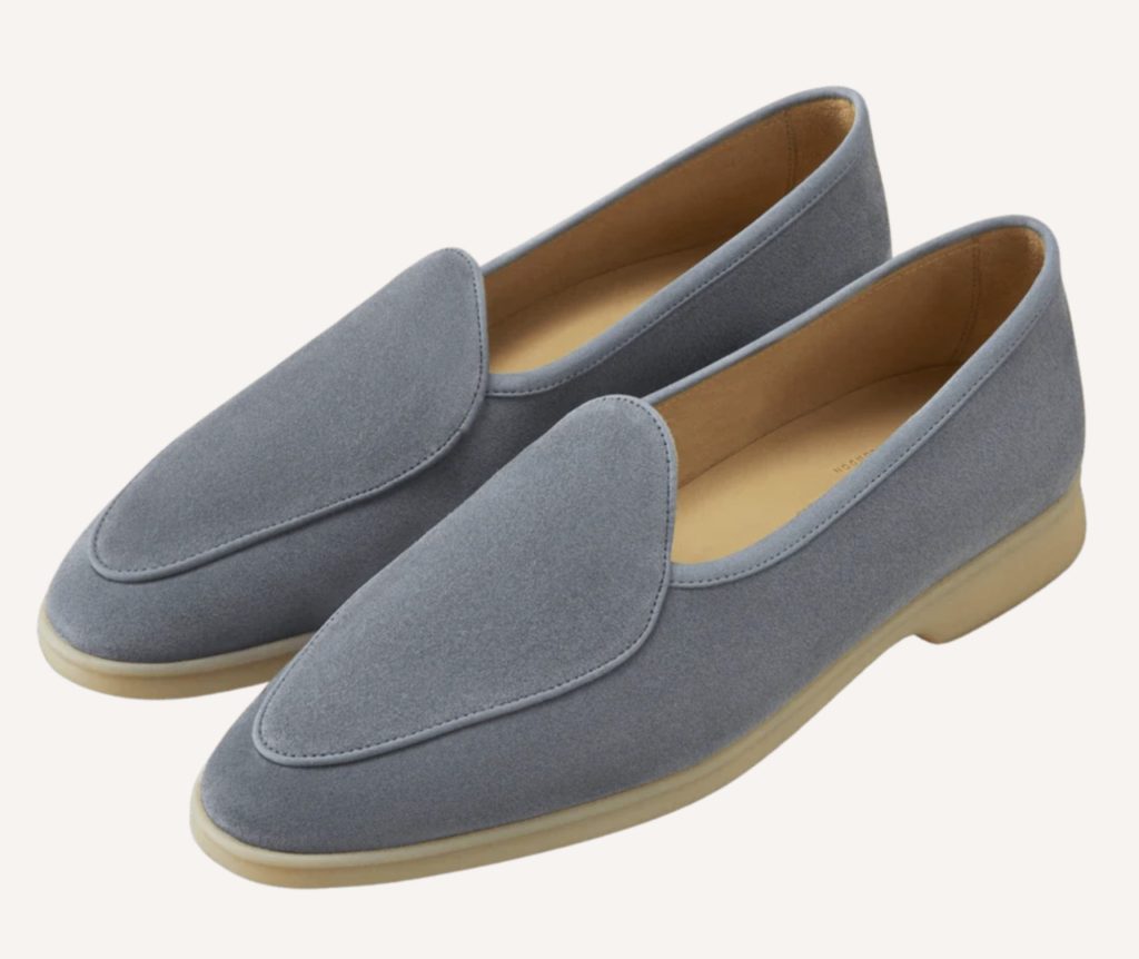 Stride Loafers in Thunder Blue Glove Suede Natural Sole | Baudoin & Lange