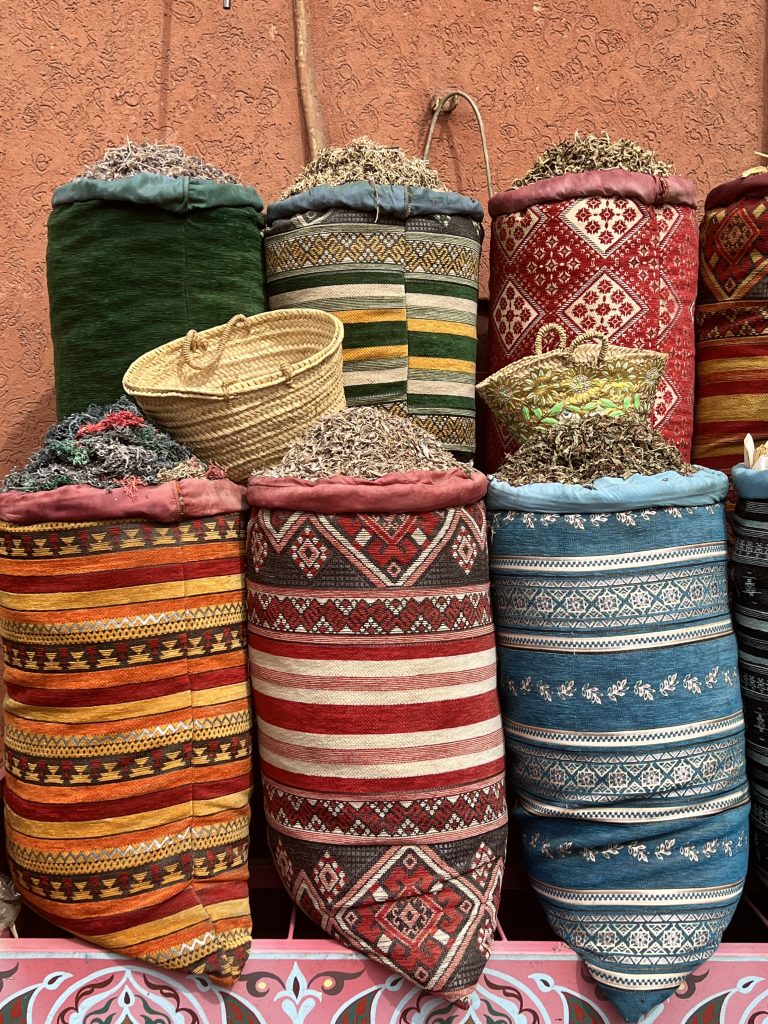 photos of bags of spices moroccan souk