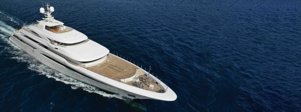 luxury yacht with wooden deck