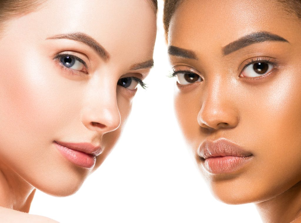 Two women wearing foundation