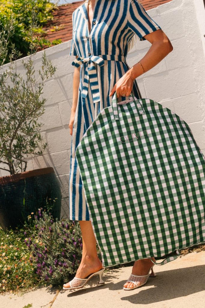 Olivet garment bag gingham
