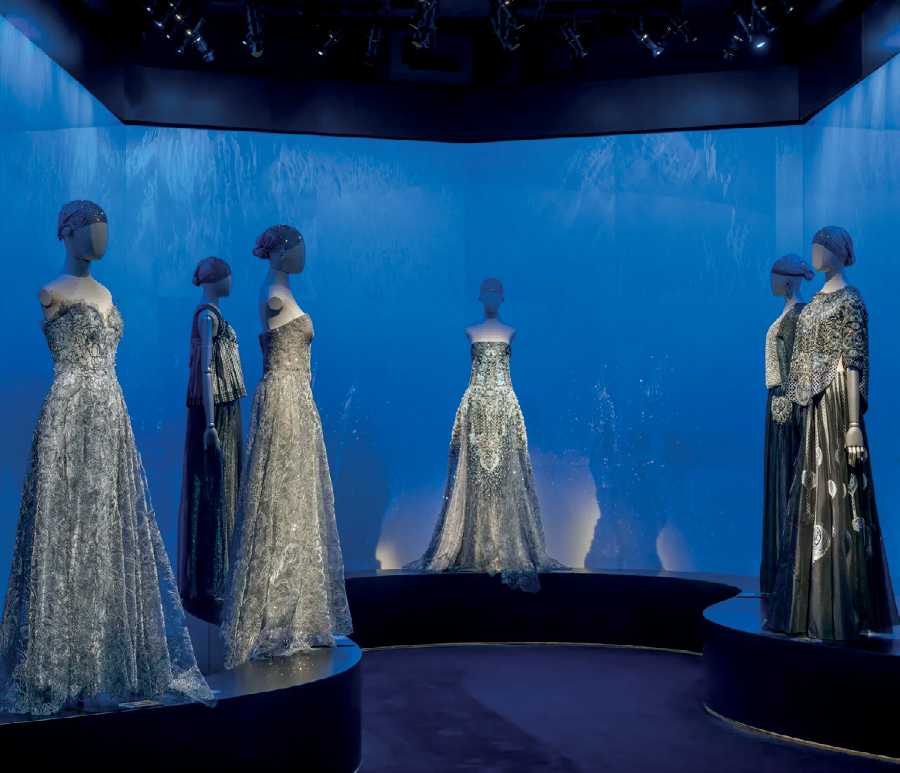 Armani_Dresses Display_Room with Blue Walls