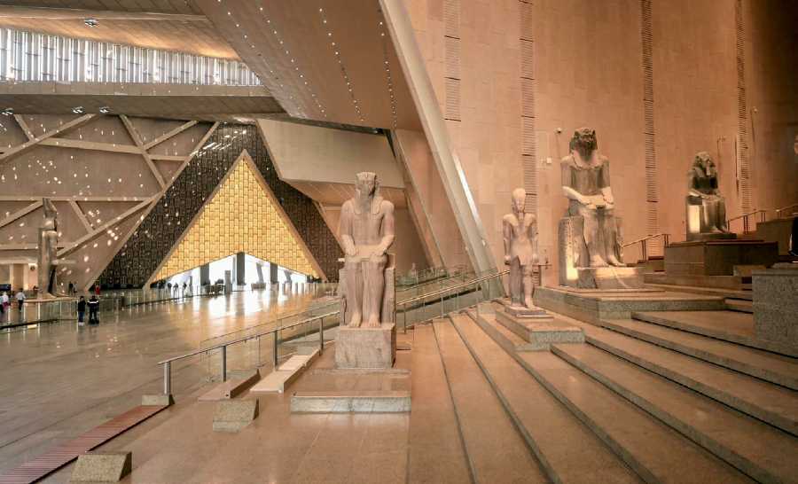 Egyptian Figures at the Museum Steps